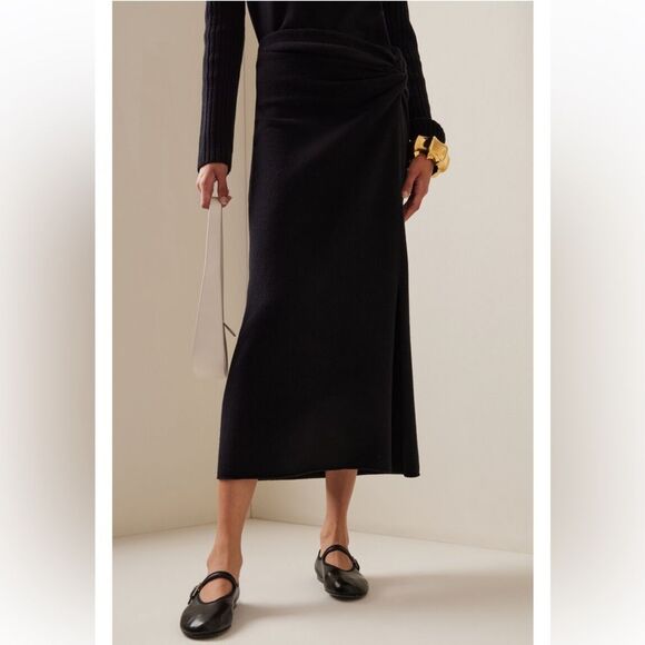 $650 Marina Moscone Twist Wool And Cashmere-Blend Midi Skirt NWT - Picture 2 of 10